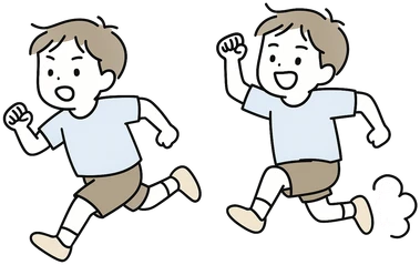元気に走る子どもたちのイラスト
