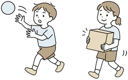 ボールをキャッチする子どものイラスト